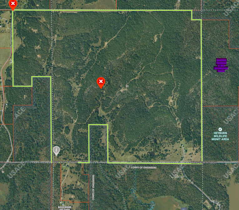 Heyburn Lake 708 Acre Hunting Lease in Creek County - Heavy Timber and Hills